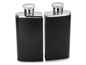 Unbranded Dual Hip Flask and Leather Case 013139
