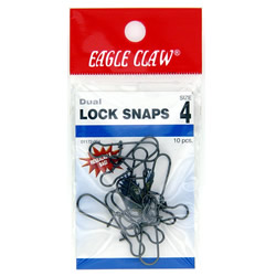 Eagle Claw Dual Lock Snaps with black finish.  Available in sizes 1  2  3 and 4.