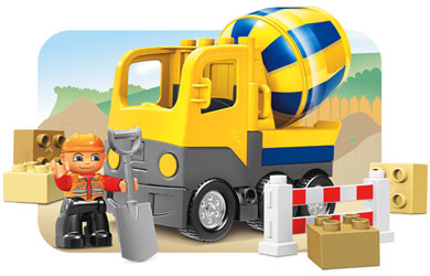Spin the cement mixer and tip out bricks ready to build new creations with DUPLO bricks!