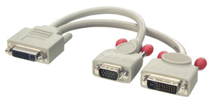 This splitter cable enables computers with both digital and analogue video signal outputs to be conn