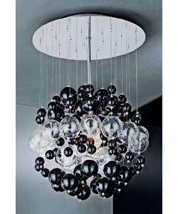 Unbranded Ebony Clear and Black Glass Balls Ceiling Flush