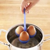 This heat-resistant easy-release silicone egg boiler sits inside any 12cm (or larger) pan for easy i