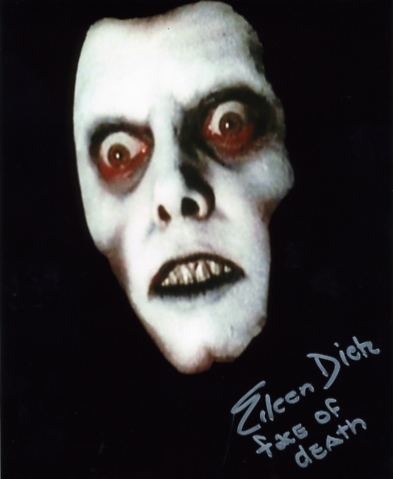 A colour photograph of Eileen Dietz as Pazuzu`s Face in the 1973 film The Exorcist - signed in
