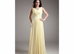 Unbranded Elegant V-neck Bridesmaids Wedding Party Daffodil