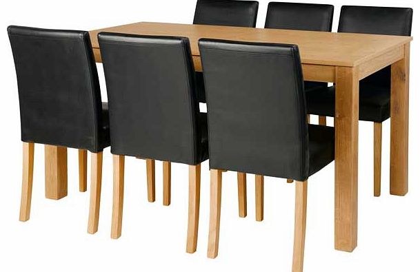 Unbranded Elmdon Oak 150cm Dining Table and 6 Black Chairs