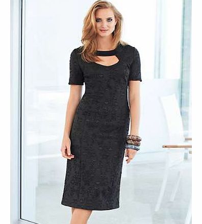 A must have buy in chic simplicity, the little black dress is updated in an embossed fabric with the new cut out front detail. Complete with exposed back zip fastening and in a knit fabric for comfort and movement. Dress Features: Fully lined Washabl