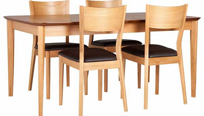 From the Emmett collection. this dining table and chairs will bring a stylish edge to your dining room. This table comes with an integral extension that adds 45cm to the length. and 4 chairs with solid wood frames. This Emmett dining set is perfect f