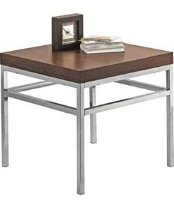 Unbranded End Table - Walnut Effect and Chrome Finish