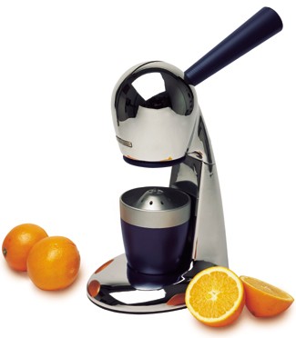 This beautiful chrome citrus juicer uses a patente
