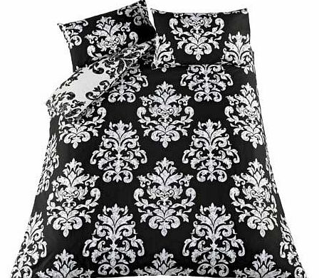 The Eve Damask Black Duvet Cover Set offers an elegant finishing touch to your bedroom. Featuring 1 duvet cover and 2 pillowcases. this 50% polyester and 50% cotton set is machine washable and suitable for tumble drying. Set includes 1 duvet cover an