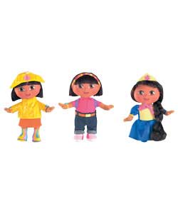 Dora comes as a Princess, ready for school or a rainy day. She has soft hair for you to brush. One