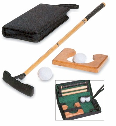An ideal golfing gift for the home or office. This executive golf set includes a collapsible putter
