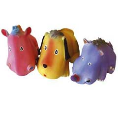 These soft squidgy latex toys are fashioned with the cutest cartoon character faces.  Brightly colou
