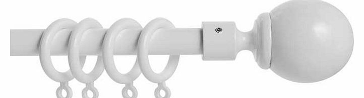 A contemporary curtain pole to complete the look of your room. this stylish extendable white metal ball curtain pole set is simple and elegant. With a high shine finish and sleek exterior. this great-looking pole comes complete with curtain rings. mo