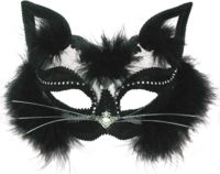 Unbranded Eyemask: Black Marabou Cat on Headband