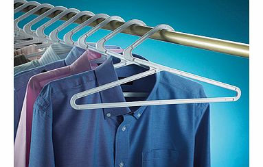 When you put a freshly ironed shirt on an ordinary clothes hanger you have to unbutton the neck to locate the hanger. And with tops with tight necks (such as roundneck sweaters and T-shirts) you have to stretch the neck out of shape to force the hang