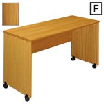 (F) Scandinavian Real Wood Veneer Mobile Desk Return-Teak