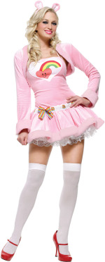 The Adult 3 Piece Pink Cuddly Bear Costume includes a dress, shrug and headpiece.