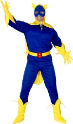 Unbranded Fancy Dress - Adult 80s Bananaman Super Hero Costume