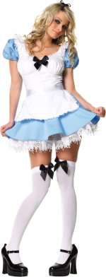 Deluxe 2 piece costume with dress and stockings.