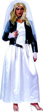 Includes dress, jacket, veil and glovettes.
