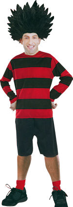 Licensed Dennis The Menace costume includes shirt, shorts and wig.