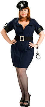 Adult officer law costume includes dress and belt.