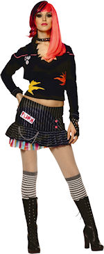 Includes jacket, shirt, metal chain and attached multicoloured underskirt.