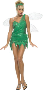 The Adult Sequined Sprite Costume includes a dress with bow back.