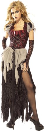 Includes long dress with intricate bodice.