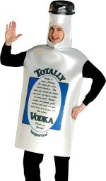 Novelty vodka bottle costume.
