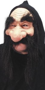 Unbranded Fancy Dress - Adult Wizard Mask With BLACK Hair And Hood
