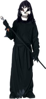 Costume includes mask with hooded robe, waist sash and gloves.