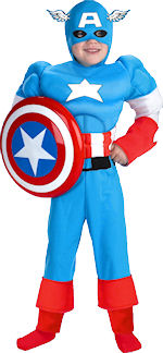 Unbranded Fancy Dress - Child Captain America Muscle Costume Small