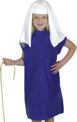 The Child Mary Tabard Costume includes a blue tabard and white headdress.