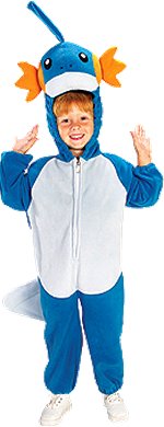 Includes fleece jumpsuit with attached plush headpiece.