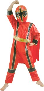 Includes jumpsuit with detachable cape and mask.