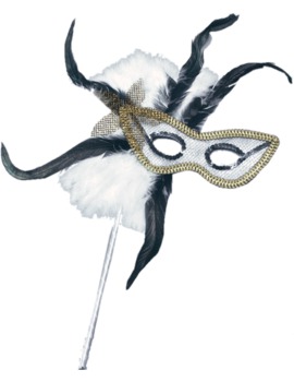Unbranded Fancy Dress - Feathered Mask on Stick