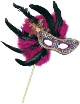 Unbranded Fancy Dress - Gold Sequin Mask with Feathers