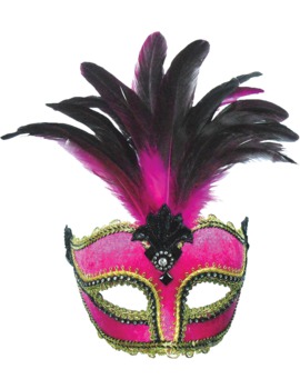 Unbranded Fancy Dress - Pink Velvet Mask with Feathers