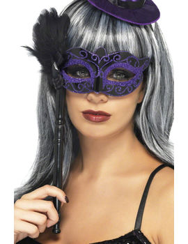 Unbranded Fancy Dress - Purple Masquerade Mask on Stick