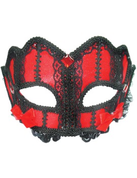 Unbranded Fancy Dress - Red and Black Lace Mask