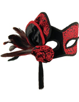 Unbranded Fancy Dress - Red and Black Masked Ball Mask