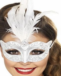 Unbranded Fancy Dress - Silver Venetian Glitter Eyemask