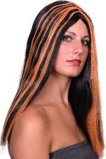 Unbranded Fancy Dress - Streaked BLACK and ORANGE Witch Wig