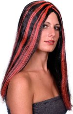 Unbranded Fancy Dress - Streaked BLACK and RED Witch Wig