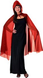 Unbranded Fancy Dress Costumes - 45 Hooded Glitter Cape (RED)