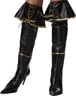 Unbranded Fancy Dress Costumes - Adult Buccaneer Boot Covers BLACK and GOLD