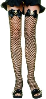 Unbranded Fancy Dress Costumes - Adult Dollar Sign and Satin Bow Stockings