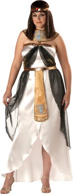 Includes satin gown, belt with attached apron, collar jewelled head piece.